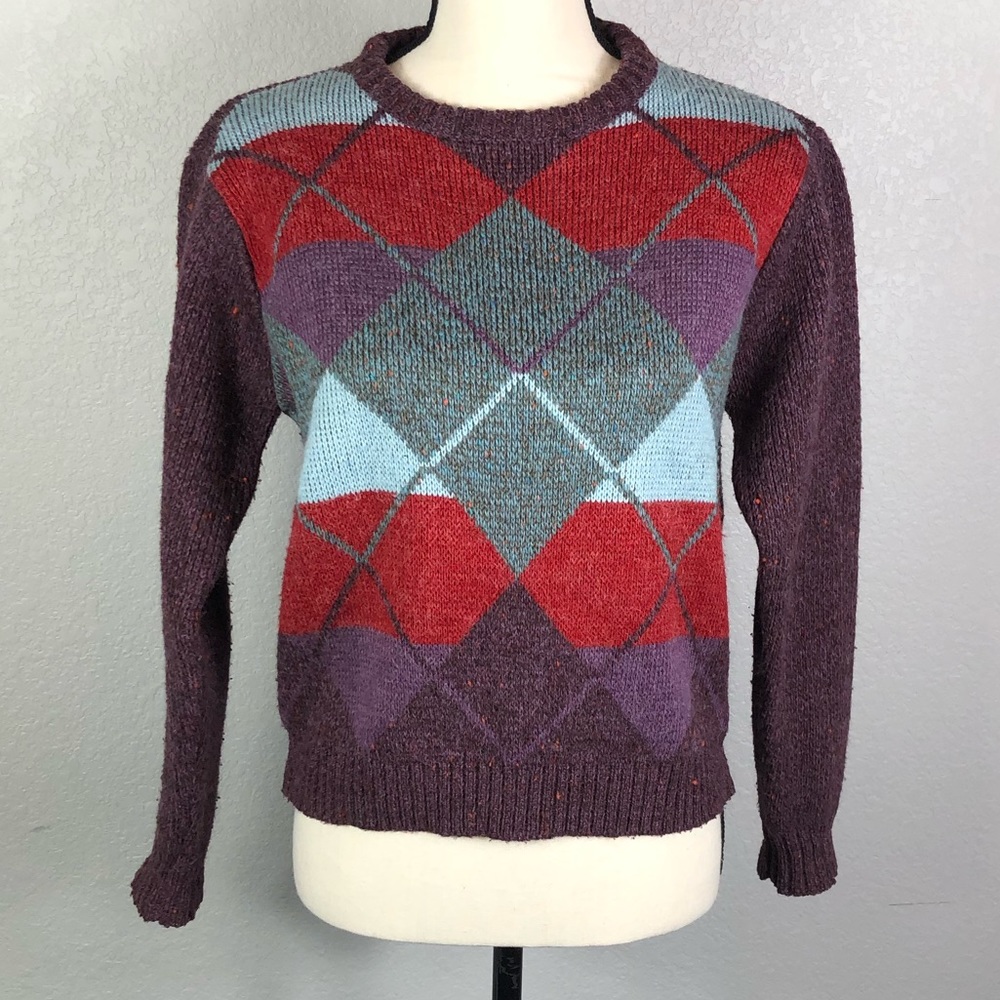 Vintage 60s Sweater Bee by Banff Ltd. Argyle Sweater